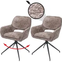 Mendler 2er-Set Esszimmerstuhl MCW-N74, Küchenstuhl, drehbar Auto-Return, Stoff Chenille (490g/m²) braun