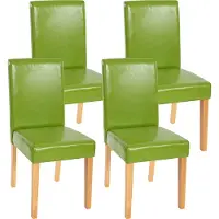 Mendler 4er-Set Esszimmerstuhl Stuhl Küchenstuhl Littau Kunstleder, grün, helle Beine
