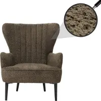 MCW Lounge-Sessel MCW-K37, Cocktail-/Ohrensessel Polsterstuhl Retro Vintage Stoff Chenille (500g/m²) grün-braun