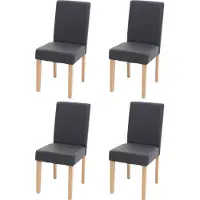Mendler 4er-Set Esszimmerstuhl Stuhl Küchenstuhl Littau MVG- Kunstleder, grau matt, helle Beine