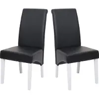 Mendler 2x Esszimmerstuhl Lehnstuhl Stuhl Cesena Leder, schwarz, weiße Füße