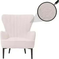 Mendler Lounge-Sessel HWC-K37, Cocktail-/Ohrensessel Polsterstuhl Retro Vintage Stoff Bouclé (600g/m²) weiß