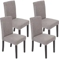Mendler 4er-Set Esszimmerstuhl Stuhl Küchenstuhl Littau Textil, grau, dunkle Beine