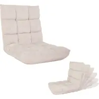 Mendler Bodensessel MCW-N43, Relaxsessel Bodenkissen Klappsessel 6 Relaxpositionen, stabiles Gestell Samt creme-grau