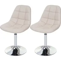Mendler 2er-Set Esszimmerstuhl MCW-A60, Stuhl Drehstuhl, Chrom Kunstleder creme