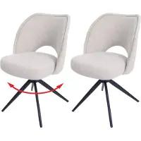 Mendler 2er-Set Esszimmerstuhl MCW-N72, Polster-Küchenstuhl, drehbar Auto-Return, Stoff/Textil (420g/m²) creme