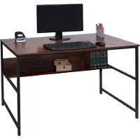 Mendler Schreibtisch MCW-K80, Bürotisch Computertisch Arbeitstisch Ablage, Metall MDF 120x60cm braun
