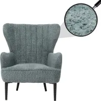 Mendler Lounge-Sessel MCW-K37, Cocktail-/Ohrensessel Polsterstuhl Retro Vintage Stoff Chenille (500g/m²) blau-grün