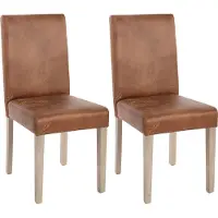 Mendler 2er-Set Esszimmerstuhl Littau, Stuhl Küchenstuhl Textil, WildKunstleder, Beine Struktur - Eiche