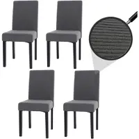 MCW 4er-Set Esszimmerstuhl Littau, Stuhl Küchenstuhl Hochlehner, Stoff/Textil Cord Holz dunkelgrau, dunkle Beine