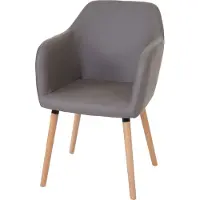 Mendler Esszimmerstuhl Vaasa T381, Stuhl Küchenstuhl, Retro 50er Jahre Design Kunstleder, taupe-grau, helle Beine