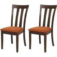 Mendler 2er-Set Esszimmerstuhl HWC-G46, Küchenstuhl Stuhl, Stoff/Textil Massiv-Holz dunkles Gestell, orange