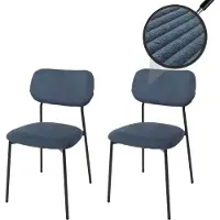 Mendler 2er-Set Esszimmerstuhl HWC-O26, Küchenstuhl Polsterstuhl Stuhl, Cord (330g/m²) Stoff/Textil Metall blau