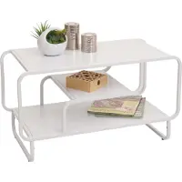 Mendler Couchtisch MCW-O49, Wohnzimmertisch Tisch, Industrial 3 Ablagen, Metall 45x80x40cm weiß