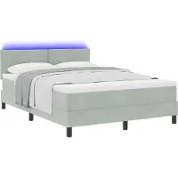 Syfax LED Boxspringbett mit Matratze Hellgrau 140 x 190 cm Samt