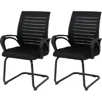 Mendler 2er-Set Konferenzstuhl MCW-K51, Besucherstuhl Freischwinger, Stoff/Textil (250g/m²) MVG schwarz, Gestell schwarz