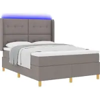 Syfax Boxspringbett mit LED-Lichtleisten Taupe 140 x 190 cm Stoff