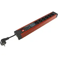 REV 6-f. PC socket line, 3,0 m, 250 V, 16 A, 3500 W, Schwarz, 3 m, 460 x 43 x 67 mm