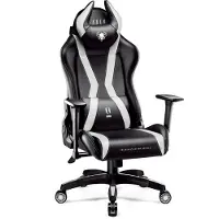Diablo X-Horn Gaming Stuhl Bürostuhl Schreibtischstuhl 3D Armlehnen Ergonomisches Design Nacken/- Lendenkissen Kunstleder Wippfunktion, Farbe: Schwarz-Weiß, Größe King