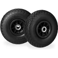 Relaxdays 2x Sackkarrenrad, pannensichere Vollgummireifen, 3.00-4 Zoll, 20 mm Achse, bis 80 kg, 260 x 85 mm, schwarz