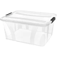 Siena Home Aufbewahrungsbox Anzio 21 l mit Deckel Clipverschlüssen | BPA-frei lebensmittelecht | Stapelbar & transparent | Robuste Kunststoffbox für Küche Haushalt Camping Büro