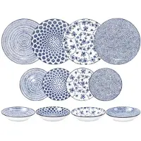 Ibili Armonia Geschirrset, Porzellan, 12-teilig, blau