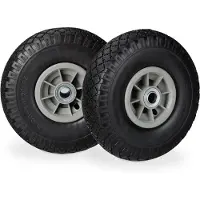 Relaxdays 2x Sackkarrenrad, pannensichere Vollgummireifen, 3.00-4 Zoll, 20mm Achse, bis 80 kg, 260 x 85 mm, schwarz-grau