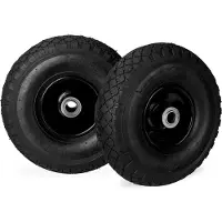 Relaxdays Sackkarrenrad 3.00-4, 2er Set, luftbereift, bis 100 kg, 260 x 85 mm, Ersatzrad Sackkarre, Stahlfelge, schwarz