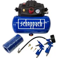 Scheppach Kompressor HC06 mit Zubehörset | 230V | 1200 W Leistung | 8 bar Arbeitsdruck | 6 L Kesselvolumen | 200 L/min Ansaugleistung | inkl. Zubehör
