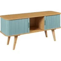 En.casa TV Schrank ‘Tysvær’ mit 2 Schiebetüren 120 x 40 x 58 cm Bambus / Blau