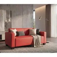 Mendler Modular 2er Sofa Couch Moncalieri Loungesofa Kunstleder 136cm rot