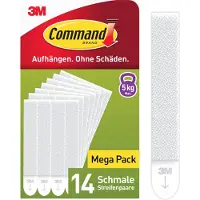 3M Command Bilder-Montage-Strips schmal, weiß, PH207-14EU | Packung (1 Stück)
