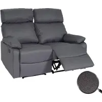 Mendler 2er Kinosessel HWC-L93, Relaxsessel Fernsehsessel Sofa, Armlehne Liegefunktion Nosagfederung Stoff/Textil dunkelgrau