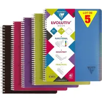 Clairefontaine Spiralnotizbuch A4+/120K PP Linie Evolutiv Mix (5 Stück)