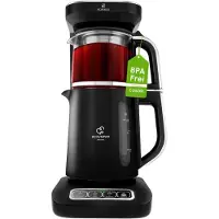 Karaca Caysever Robotea Pro 4 in 1 Sprechende Automatische Glas-Teemaschine, Wasserkocher und Filterkaffeemaschine, 2500W, Schwarz Chrom