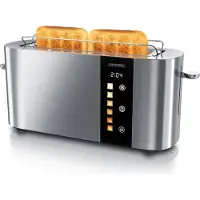 Arendo - Edelstahl Toaster 2 Scheiben Langschlitz - Touchscreen – Doppelwandgehä