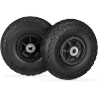 Relaxdays 2x Sackkarrenrad, pannensichere Vollgummireifen, 4.1/3.5-4", 16 mm Achse, bis 150 kg, 260x85 mm, schwarz