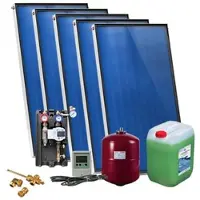 SUNEX Solarpaket für Brauchwasser mit 5x AMX 2.51 Flachkollektoren, 12,55m2, Flachdachmontage, ohne Speicher