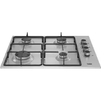 Beko TAQUE GAZ HIGG64123SX, Schwarz, Edelstahl, Integriert, 61 cm, Gaskochfeld, Edelstahl, 4 Zone(n)