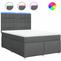 Syfax Boxspringbett mit Matratze Dunkelgrau 140x190 cm Stoff