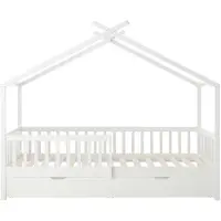 Vente-unique Hüttenbett 90 x 190 cm mit Schubladen - Kiefer und MDF - Weiß - KIRALIO