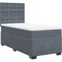 vidaXL Boxspringbett mit Matratze Dunkelgrau 100x200 cm Samt