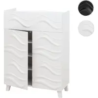 Mendler Kommode HWC-N86, Schrank Sideboard Anrichte, 3D-Wellen-Design Push-to-open Türen 107x76x36cm weiß