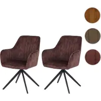 Mendler 6er-Set Esszimmerstuhl HWC-L79, Küchenstuhl Armlehne drehbar Auto-Return Samt 440g/m² Wildleder-Optik terrakotta-braun