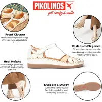 Pikolinos Damen Sandale Leder geschlossen T-Riemen Wedge Cadaques W8K-0705C1, Größe:41 EU, Farbe:Weiß