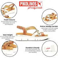 Pikolinos für Damen. W4N-0650C1 Braune Leder-Keilsandalen mit gekreuzten Riemen Palma (39), 3 bis 5 cm, Schnalle, Lässig