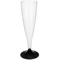 Monouso - Mehrweg Sektglas aus PS Fuß Schwarz 140ml 2-teilig (20 Stück)