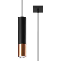 Sollux Loopez 2 Faretti Lampada AA Sospensione A Soffitto, Paralume Cilindrico + Combinazione Di 2 Metalli, Lampadina GU10 Sostituibile, 2x40
