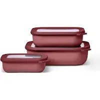 Mepal Set Frischhaltedosen Cirqula - Mikrowellengeschirr - Multikom rechteckig flach 3-teilig (500+1000+2000 ml) - Vivid mauve - Meal prep boxen
