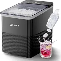 Euhomy Eiswürfelmaschine schwarz, Eiswürfel in 2x Größen, Automatische Reinigung